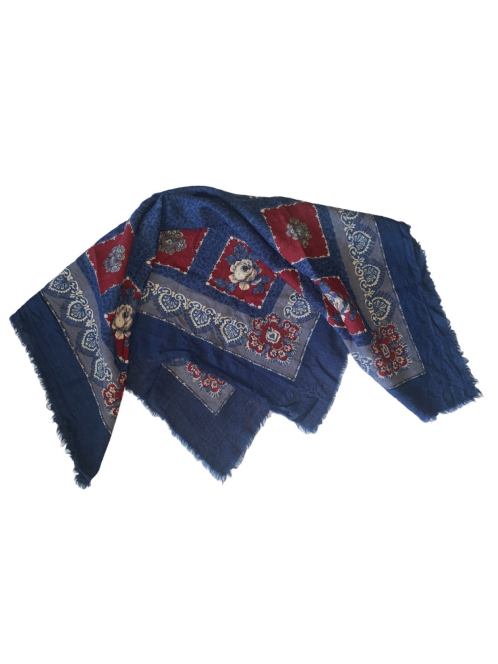 Women's Unbranded Floral Print Scarf One Size Blue Red